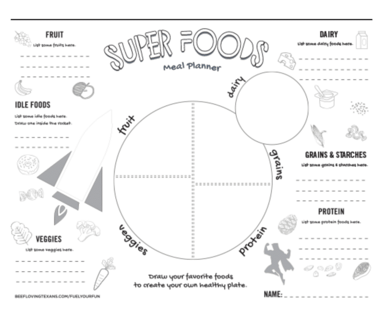 MyPlate Worksheet | Beef Loving Texans | Beef Loving Texans is your one-stop information center for beef recipes, cooking techniques and real life stories. Lean more about beef today. Brought to you