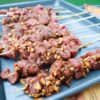 Cashew Beef Skewers with Spicy Mango BBQ Sauce
