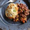 Cowboy Casserole with Cheddar Jalapeño Biscuit Crust