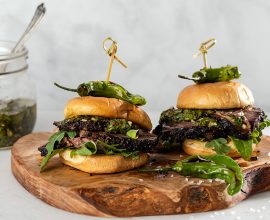 Brisket Sliders with Chimichurri and Blistered Shishito Peppers