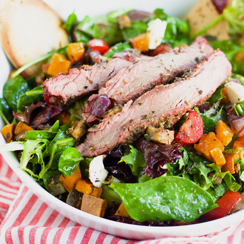 Herb-spiced Flank Steak Salad on the Pellet Grill
