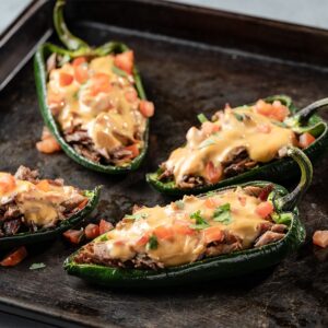 Brisket Stuffed Poblano with Queso