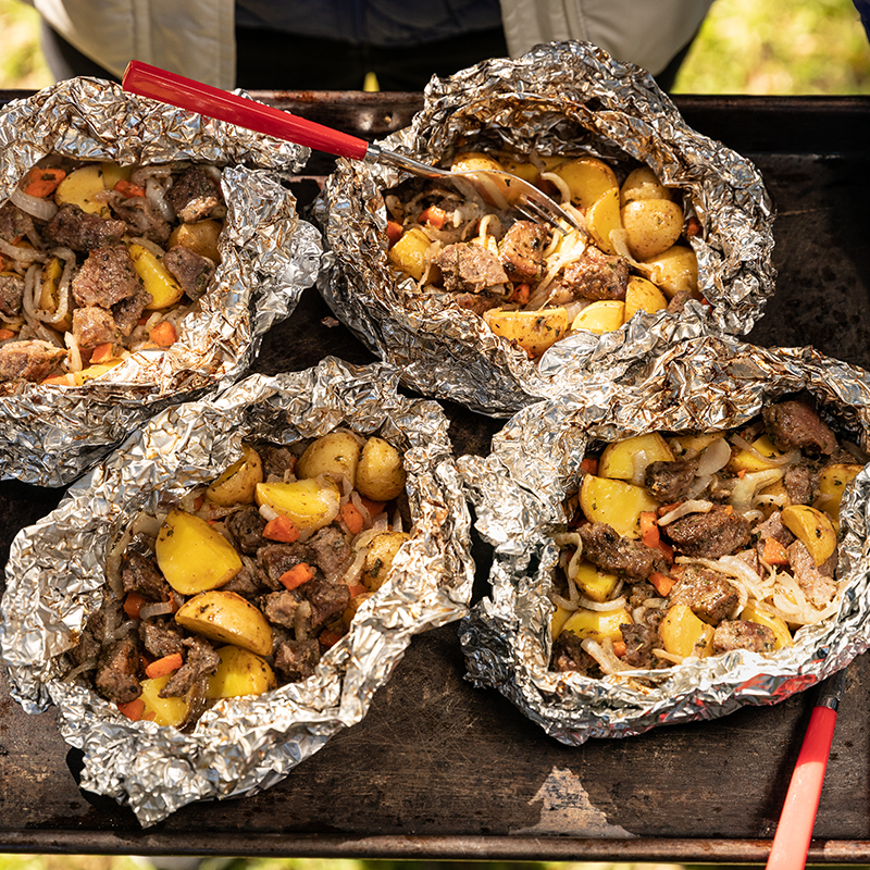 Campfire Steak and Potatoes Foil Pack