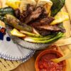 Grilled Beef Flank Steak and Vegetable Molcajete