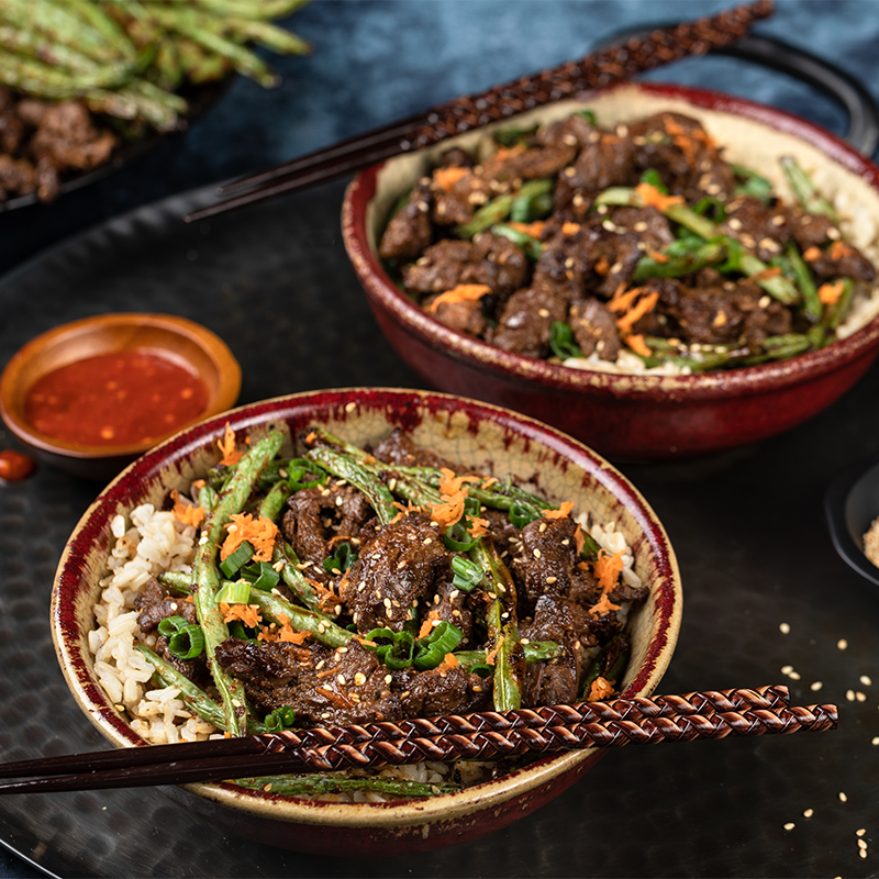 Air Fryer Ginger Sesame Beef with Green Beans