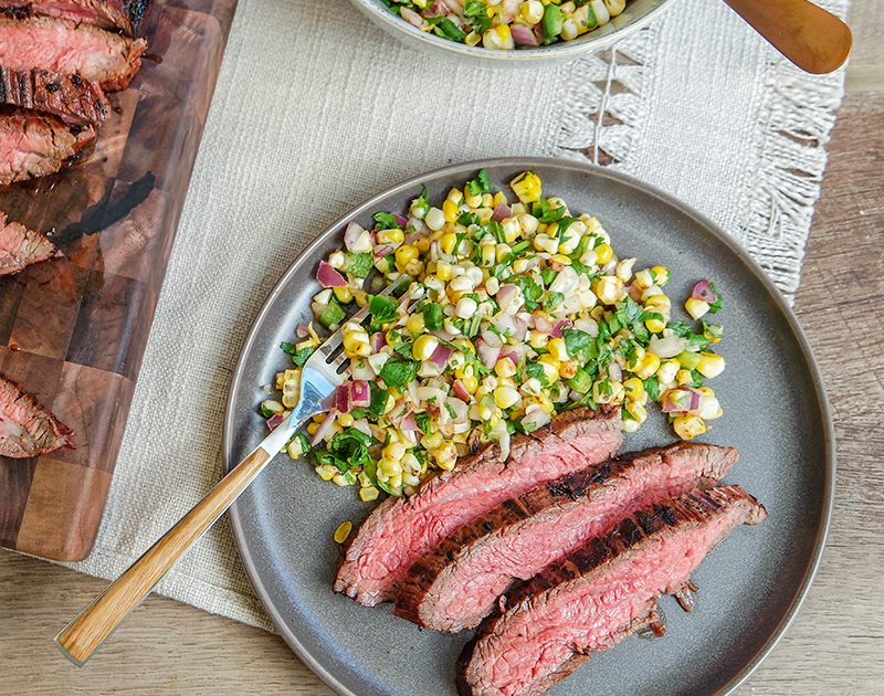 Citrus-Marinated Flank Steak with Roasted Corn Salsa