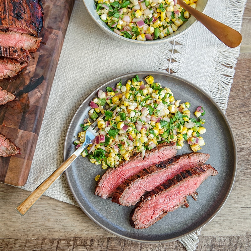 Citrus-Marinated Flank Steak with Roasted Corn Salsa