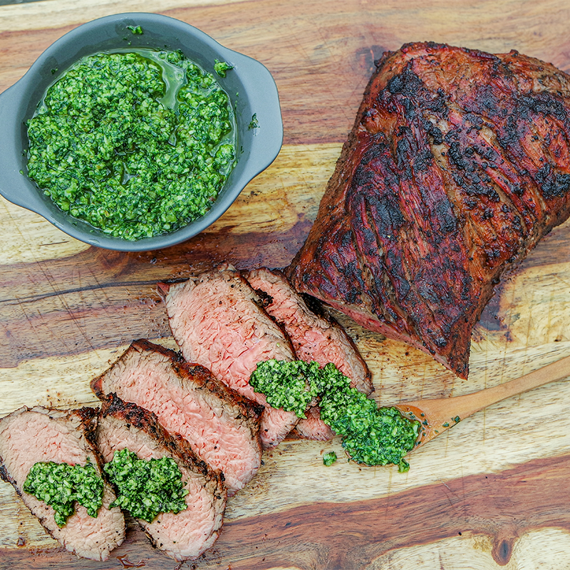 Grilled Beef Tri-Tip with Arugula Pesto