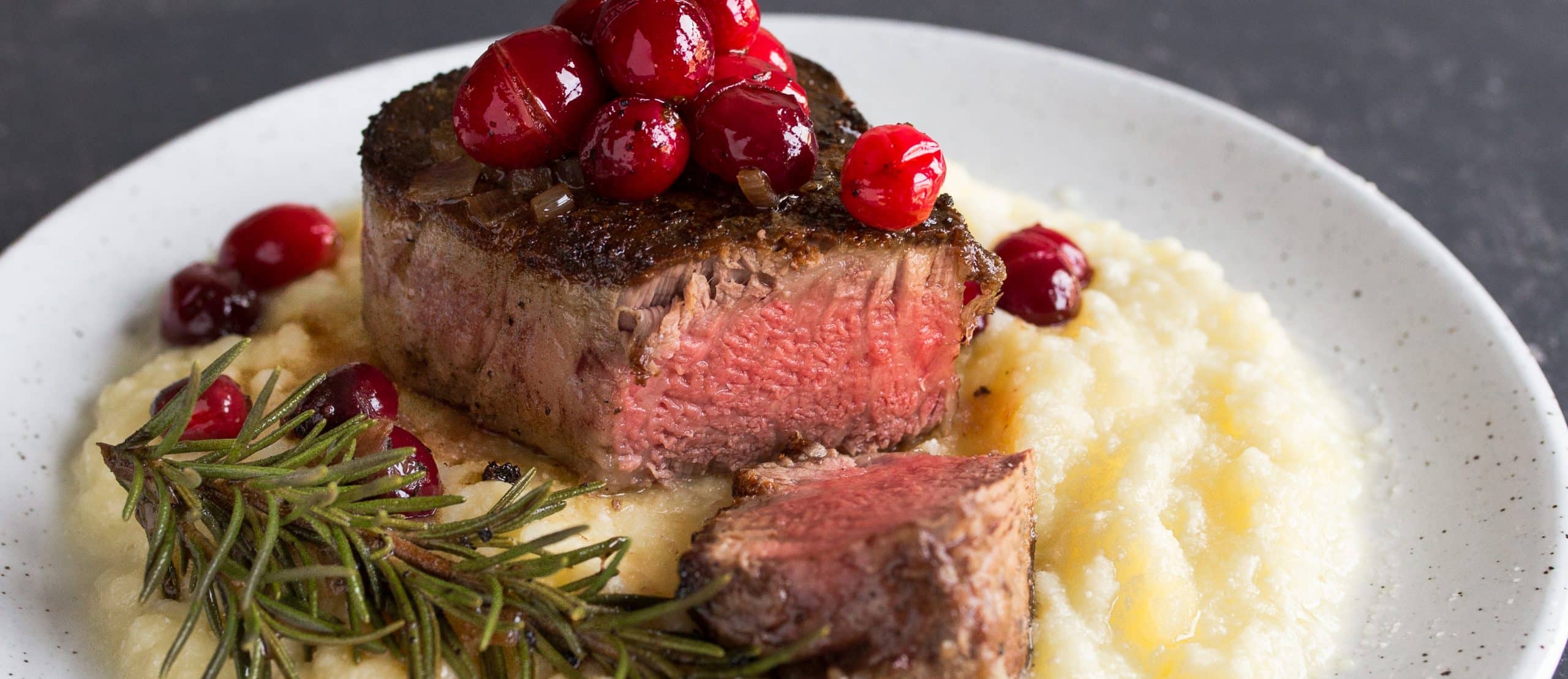 Filet Mignon with Brown Butter Cranberries for Two Beef Loving Texans