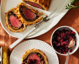 Beef Wellington With Chestnut Stuffing & Roasted Cranberries