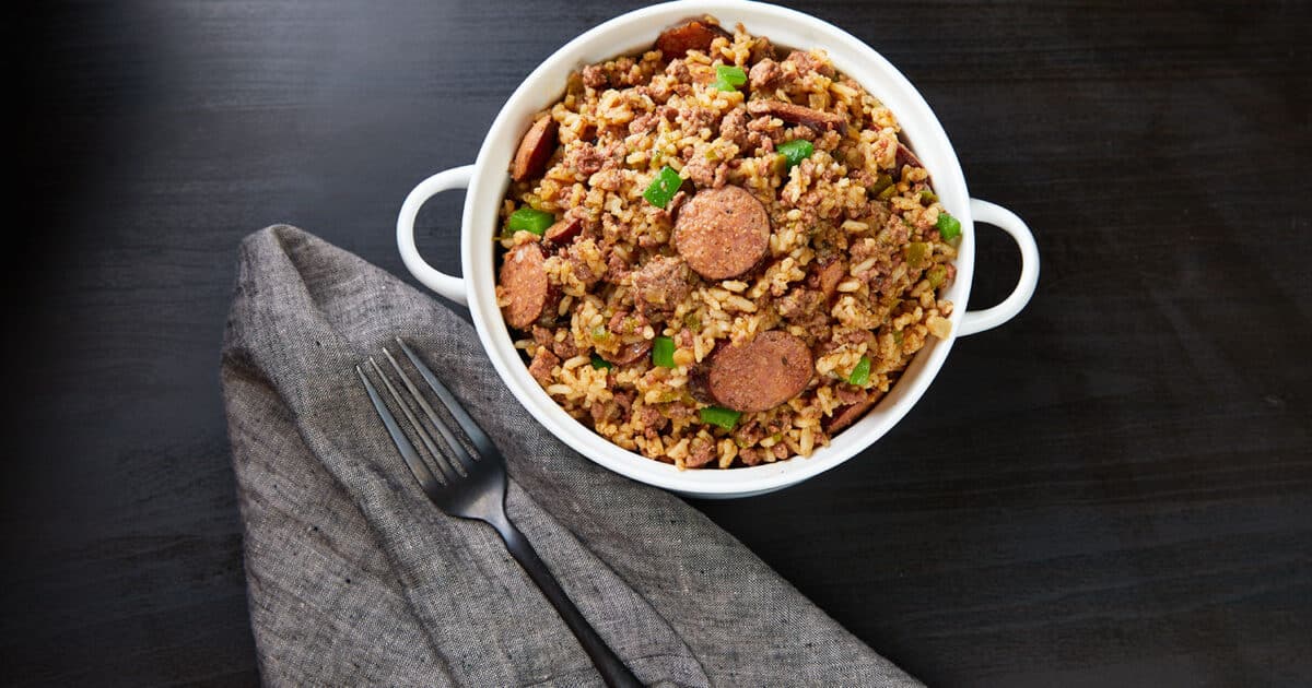 Ground Beef and Andouille Sausage Dirty Rice - Beef Loving Texans