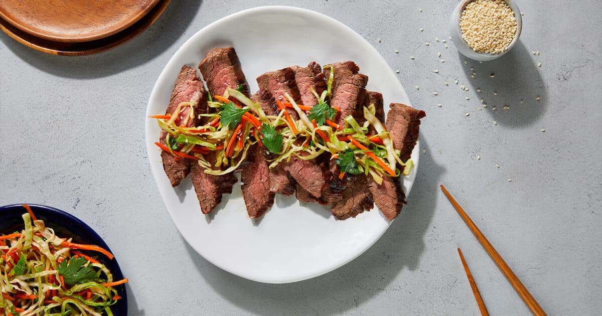 Soy Glazed Flank Steak with Asian Slaw