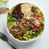 Beef Burrito Bowls with Avocado-Lime Crema