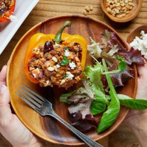 Mediterranean Beef-Stuffed Bell Peppers