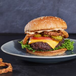 Classic Texas Cheeseburger With Haystack Onions