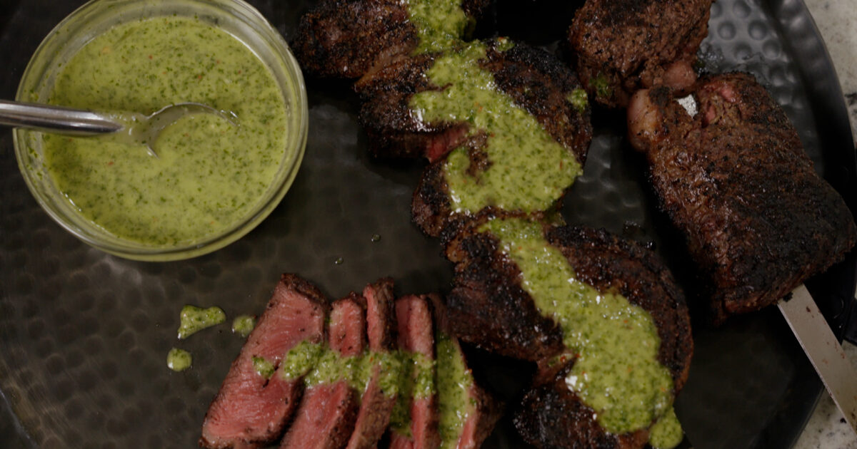 Brazilian Picanha Skewers with Chimichurri Sauce | Beef Loving Texans | Beef Loving Texans is your o